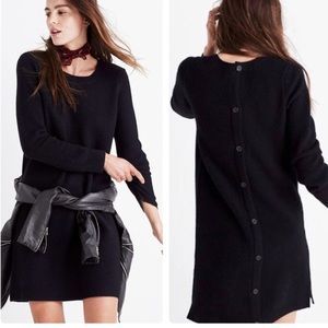 Madewell Button Back Sweater Dress Large Black